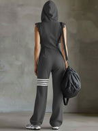 Daniela - Retro Sporty Jumpsuit with Hood and Stripes