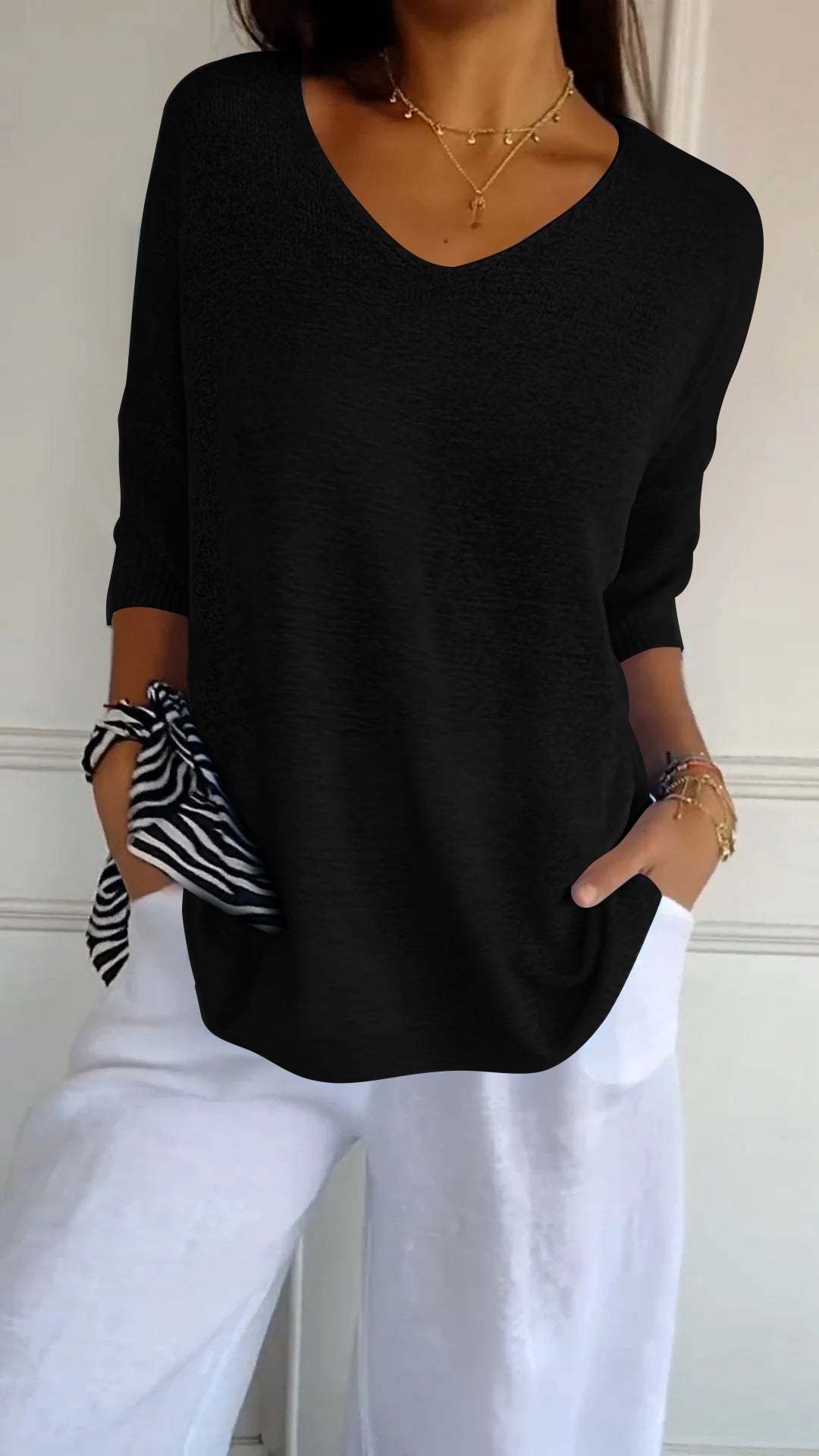 Rosel | Chic V-Neck Knitted Top for Effortless Style