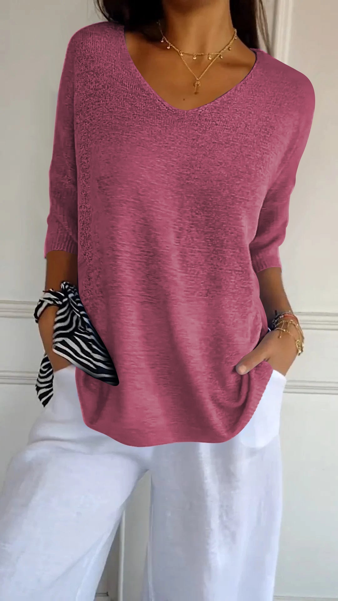 Rosel | Chic V-Neck Knitted Top for Effortless Style