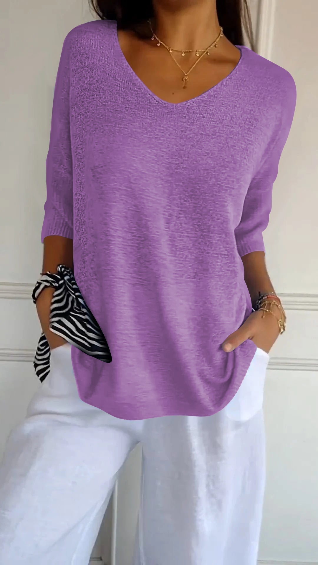 Rosel | Chic V-Neck Knitted Top for Effortless Style