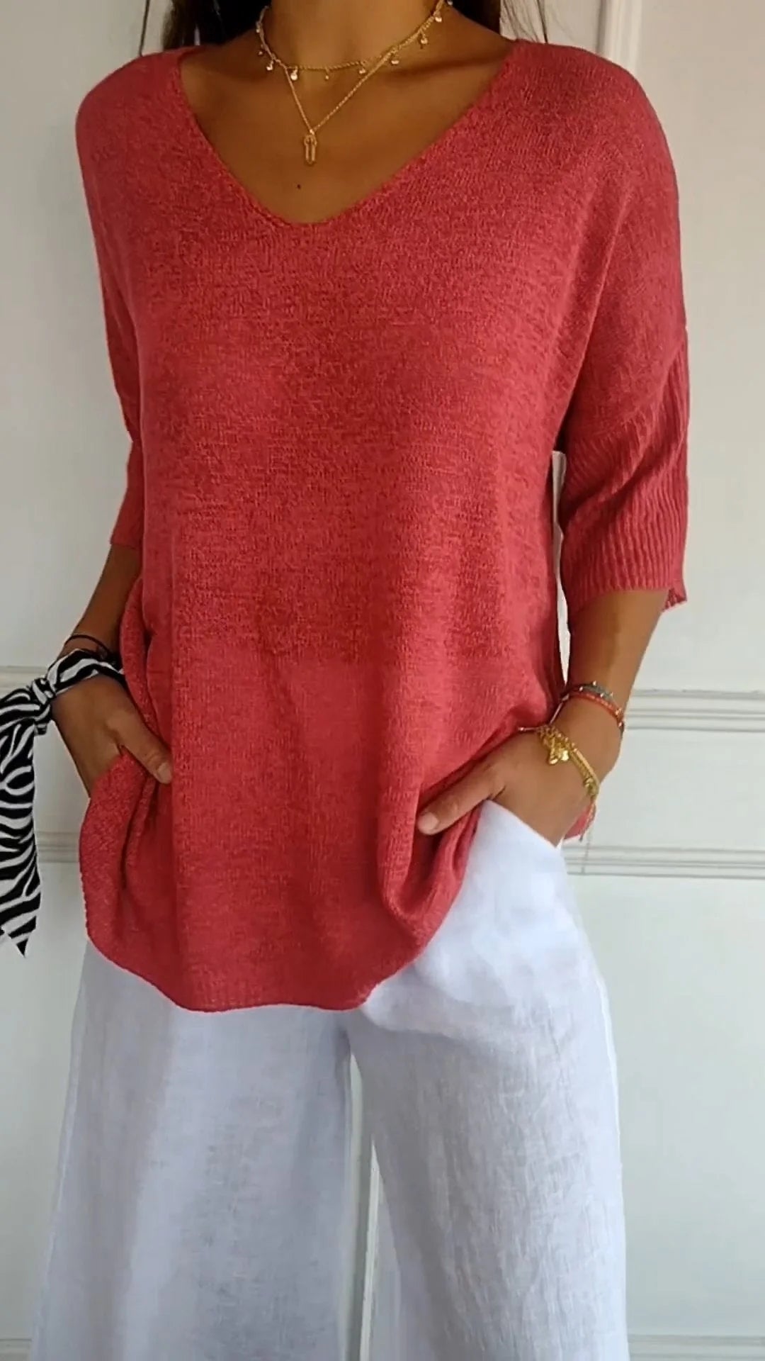 Rosel | Chic V-Neck Knitted Top for Effortless Style
