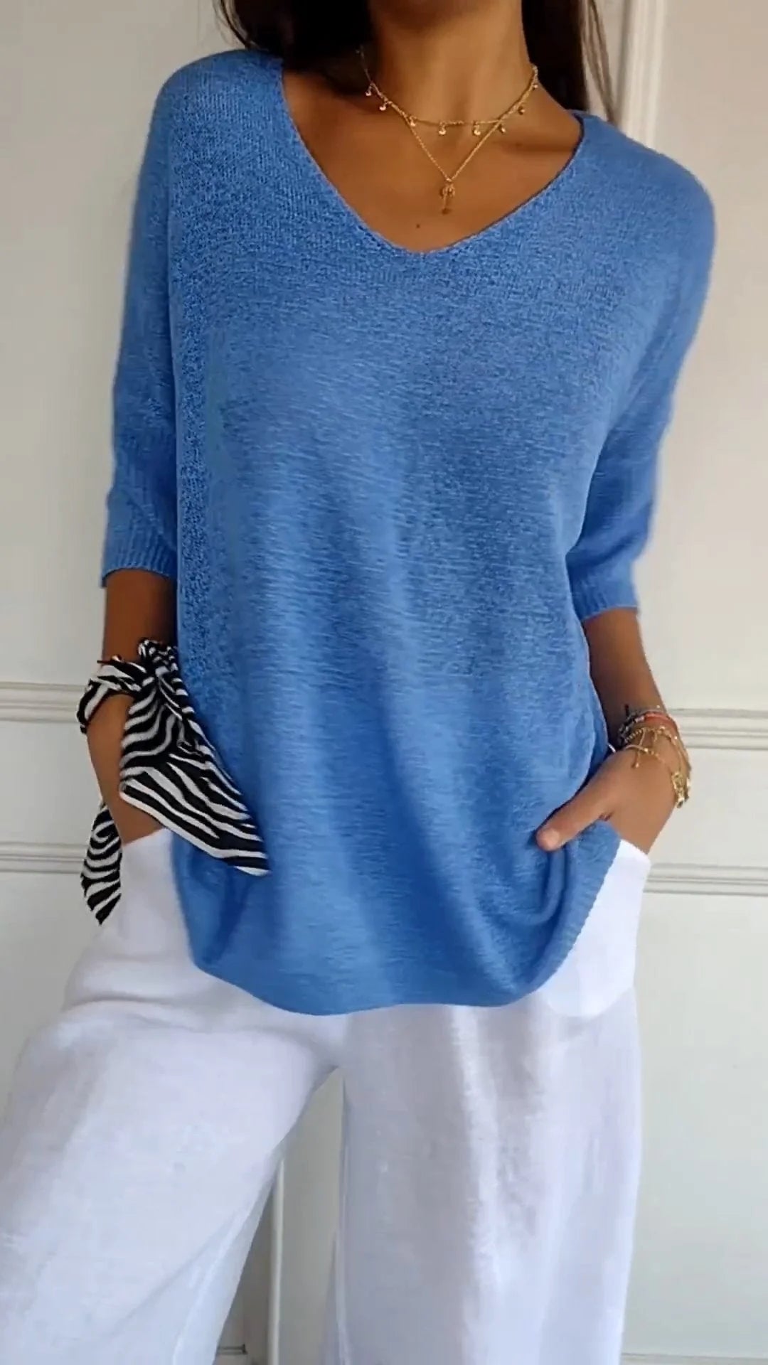 Rosel | Chic V-Neck Knitted Top for Effortless Style