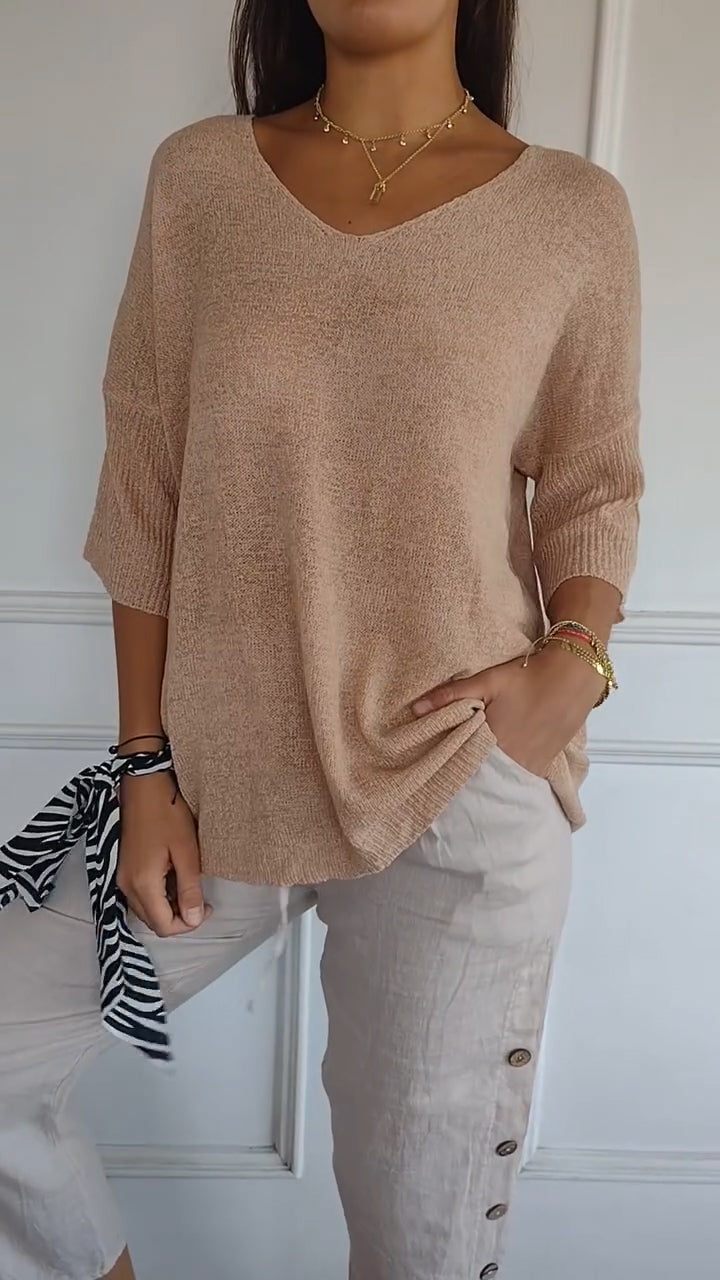 Rosel | Chic V-Neck Knitted Top for Effortless Style