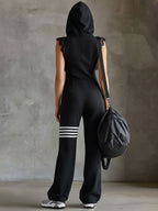 Daniela - Retro Sporty Jumpsuit with Hood and Stripes