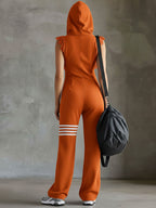 Daniela - Retro Sporty Jumpsuit with Hood and Stripes