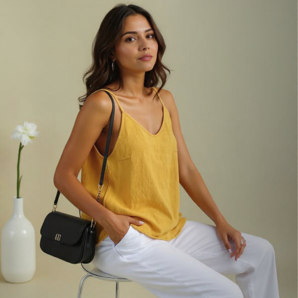 Melina | Spaghetti strap linen summer top