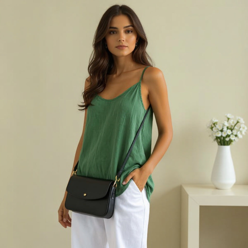 Melina | Spaghetti strap linen summer top