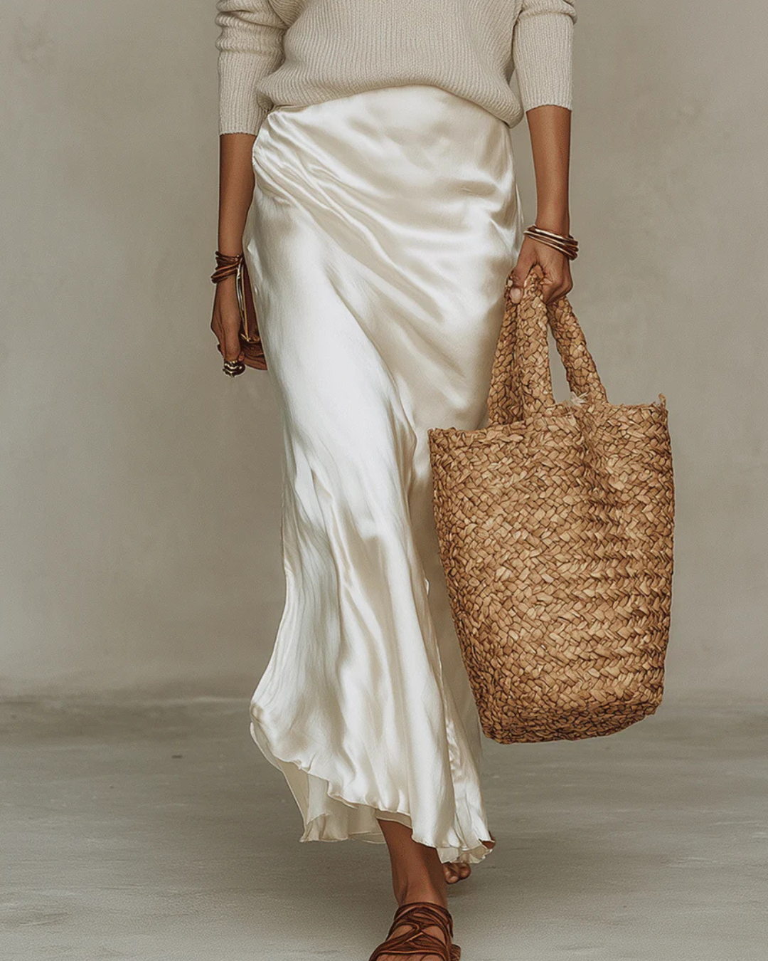 Solène | Chic Slip Dress with Cozy Knit Set