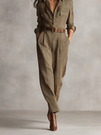 Evie | Brown Utility Jumpsuit
