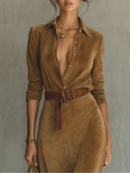 Isla | Suede Maxi Dress
