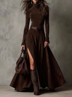 Charlotte | Dark Brown Maxi Dress