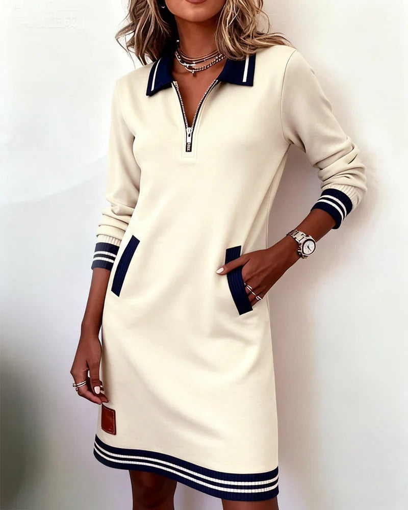 Lenora – Zip Collar Sweatshirt Dress