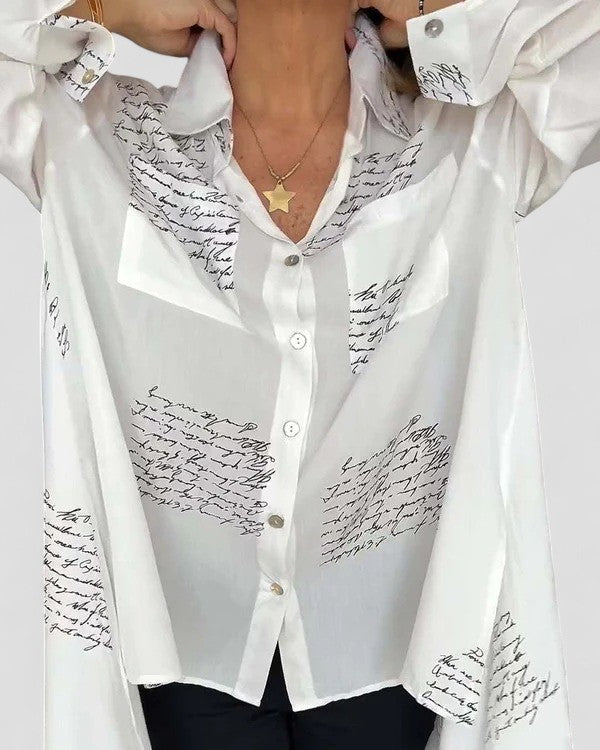 Helena™ - Script Button-Up Shirt