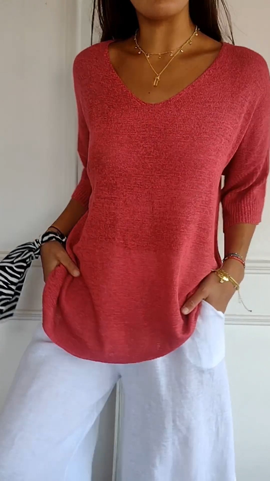 Rosel | Chic V-Neck Knitted Top for Effortless Style