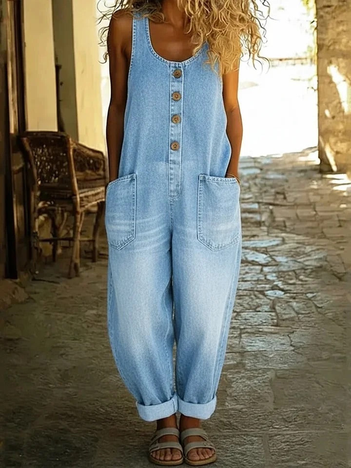 June - Vintage Soft Cotton Denim Overall